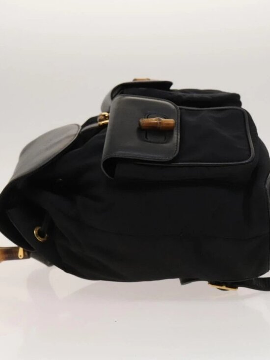 GUCCI Bamboo Backpack Leather Black Auth th5812 main image 11